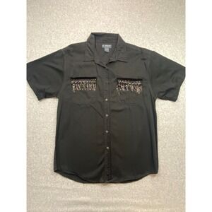 Y Not Shirt Womens Size Extra Large Cotton Short Sleeve Beaded‎ Cowgirl Native